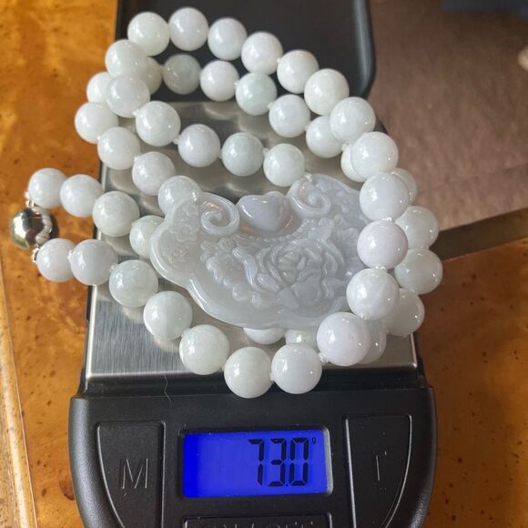 Natural Jade Carved Rose Necklace - Picture 6 of 9